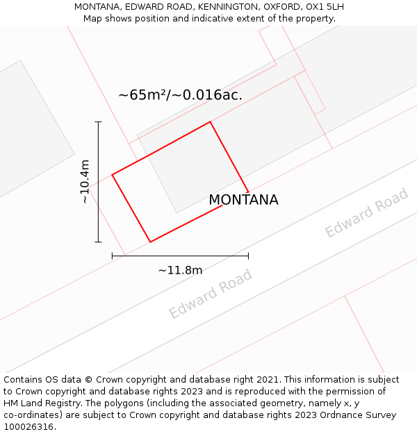 MONTANA, EDWARD ROAD, KENNINGTON, OXFORD, OX1 5LH: Plot and title map