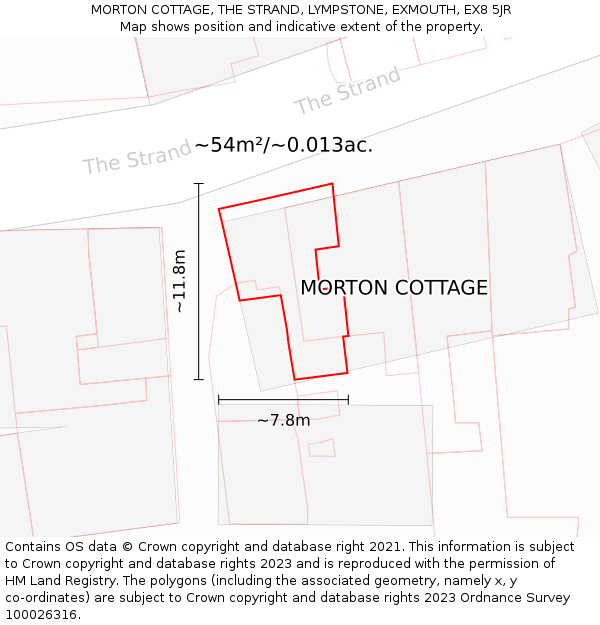 MORTON COTTAGE, THE STRAND, LYMPSTONE, EXMOUTH, EX8 5JR: Plot and title map