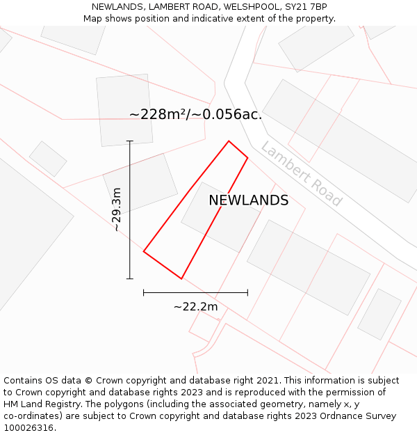 NEWLANDS, LAMBERT ROAD, WELSHPOOL, SY21 7BP: Plot and title map