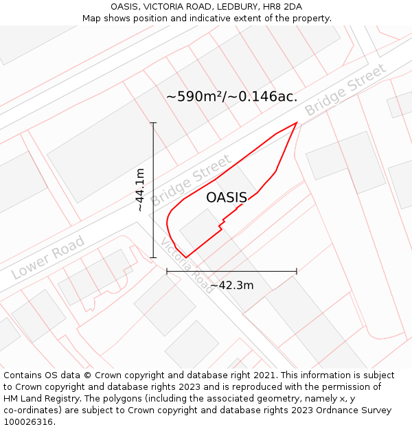 OASIS, VICTORIA ROAD, LEDBURY, HR8 2DA: Plot and title map