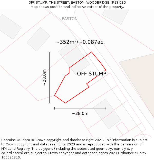 OFF STUMP, THE STREET, EASTON, WOODBRIDGE, IP13 0ED: Plot and title map