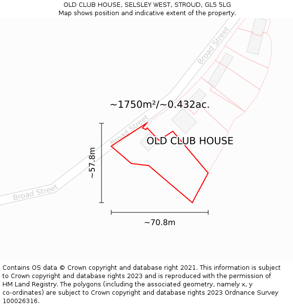 OLD CLUB HOUSE, SELSLEY WEST, STROUD, GL5 5LG: Plot and title map