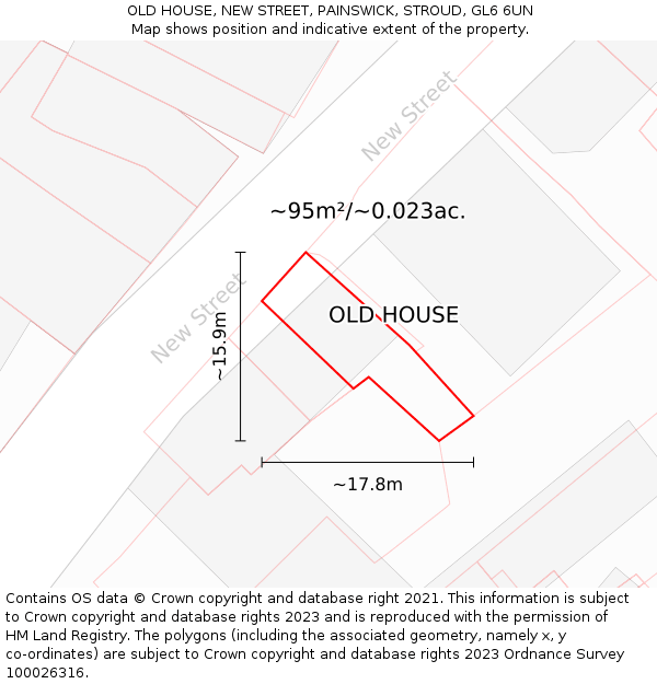 OLD HOUSE, NEW STREET, PAINSWICK, STROUD, GL6 6UN: Plot and title map