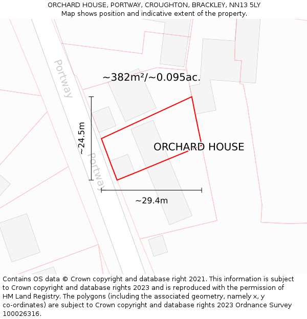 ORCHARD HOUSE, PORTWAY, CROUGHTON, BRACKLEY, NN13 5LY: Plot and title map
