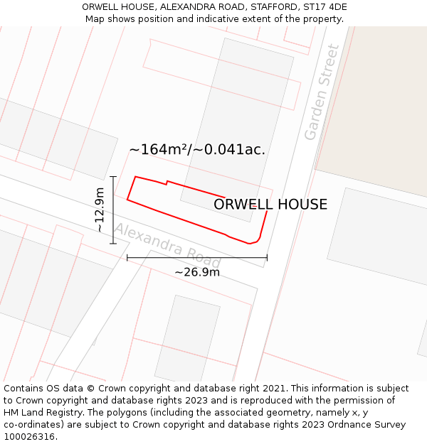 ORWELL HOUSE, ALEXANDRA ROAD, STAFFORD, ST17 4DE: Plot and title map