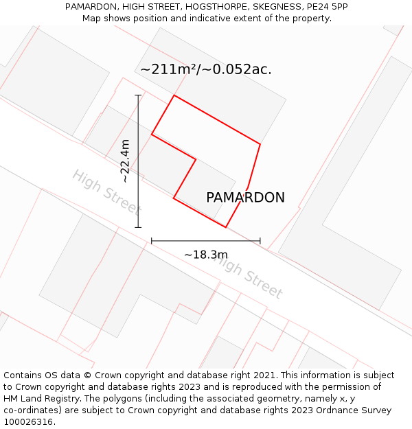 PAMARDON, HIGH STREET, HOGSTHORPE, SKEGNESS, PE24 5PP: Plot and title map