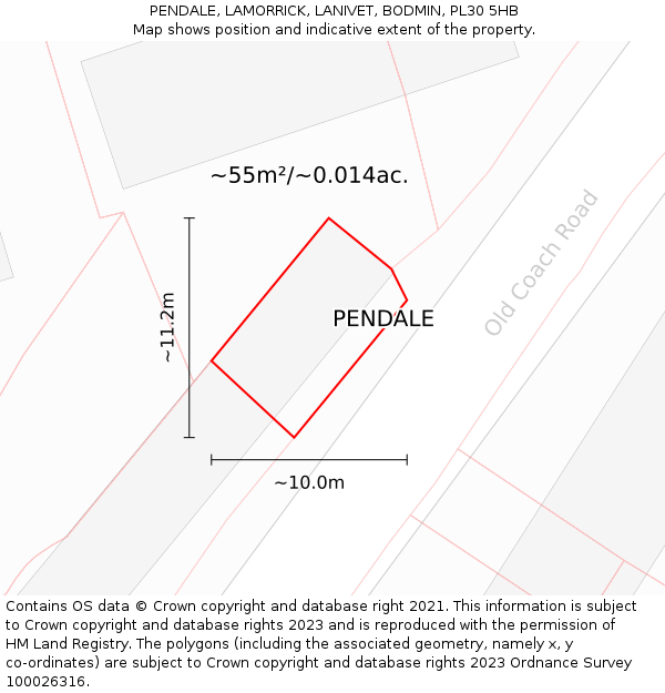 PENDALE, LAMORRICK, LANIVET, BODMIN, PL30 5HB: Plot and title map
