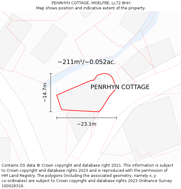 PENRHYN COTTAGE, MOELFRE, LL72 8HH: Plot and title map