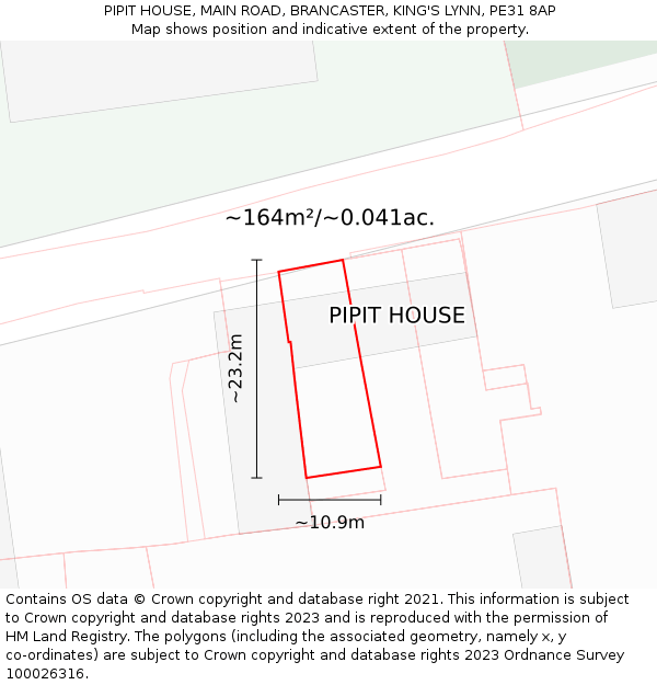 PIPIT HOUSE, MAIN ROAD, BRANCASTER, KING'S LYNN, PE31 8AP: Plot and title map