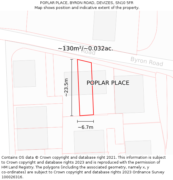 POPLAR PLACE, BYRON ROAD, DEVIZES, SN10 5FR: Plot and title map