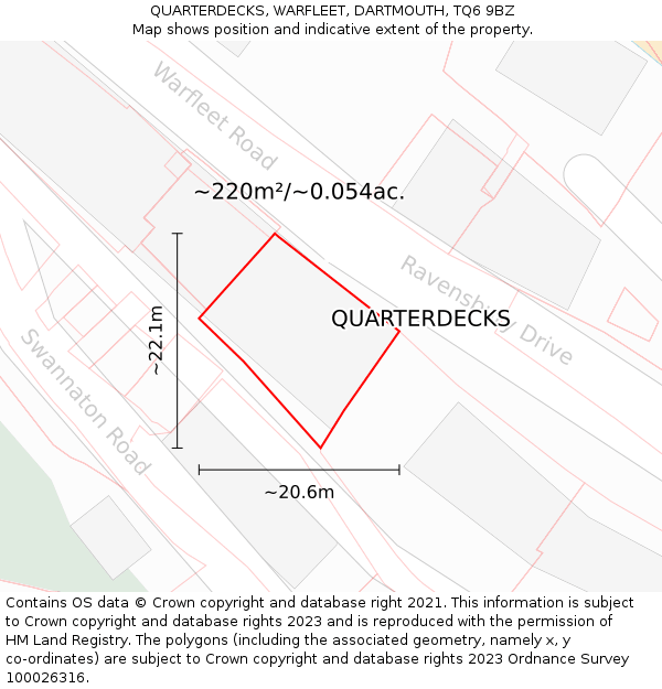 QUARTERDECKS, WARFLEET, DARTMOUTH, TQ6 9BZ: Plot and title map