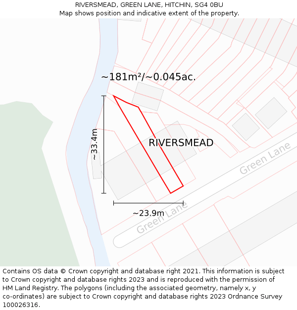RIVERSMEAD, GREEN LANE, HITCHIN, SG4 0BU: Plot and title map