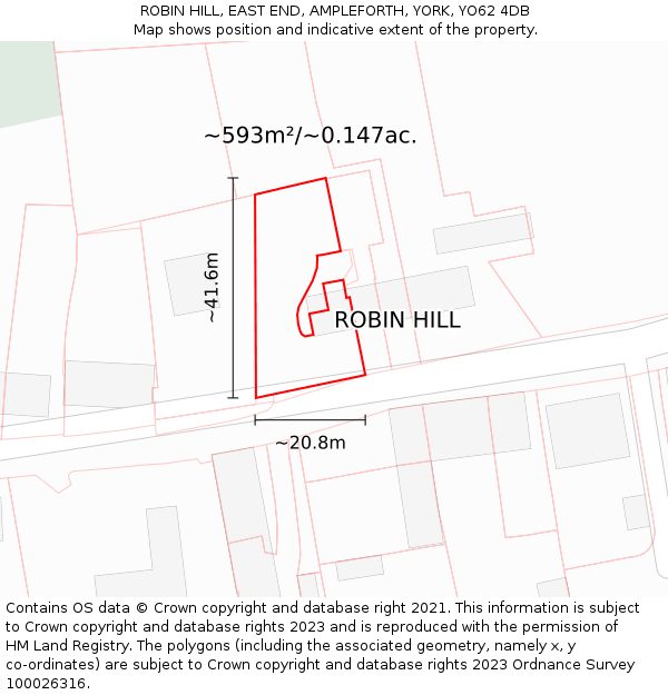 ROBIN HILL, EAST END, AMPLEFORTH, YORK, YO62 4DB: Plot and title map