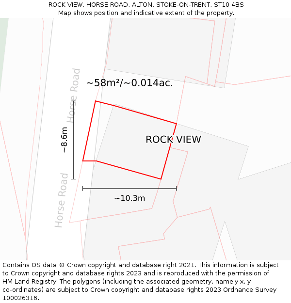 ROCK VIEW, HORSE ROAD, ALTON, STOKE-ON-TRENT, ST10 4BS: Plot and title map
