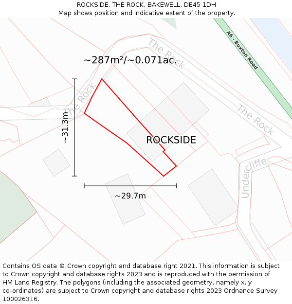 ROCKSIDE, THE ROCK, BAKEWELL, DE45 1DH: Plot and title map
