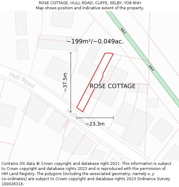ROSE COTTAGE, HULL ROAD, CLIFFE, SELBY, YO8 6NH: Plot and title map