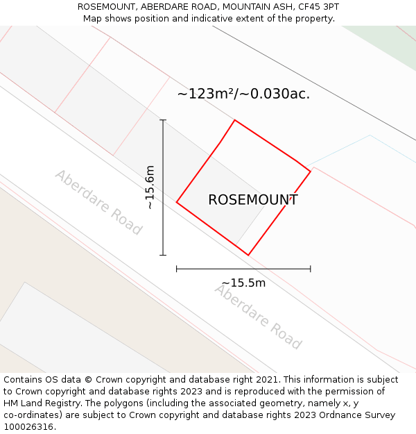 ROSEMOUNT, ABERDARE ROAD, MOUNTAIN ASH, CF45 3PT: Plot and title map