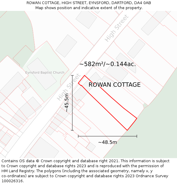 ROWAN COTTAGE, HIGH STREET, EYNSFORD, DARTFORD, DA4 0AB: Plot and title map