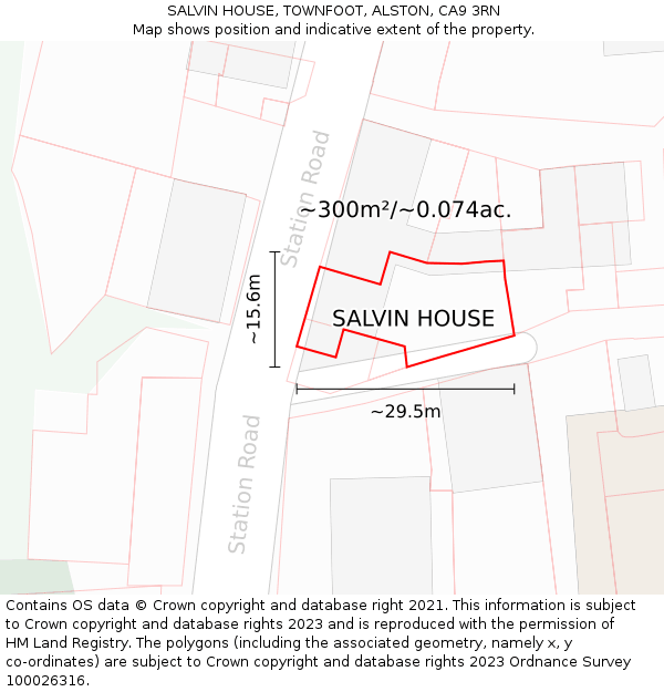 SALVIN HOUSE, TOWNFOOT, ALSTON, CA9 3RN: Plot and title map