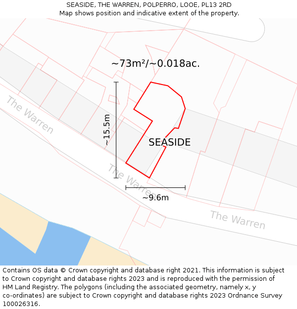 SEASIDE, THE WARREN, POLPERRO, LOOE, PL13 2RD: Plot and title map