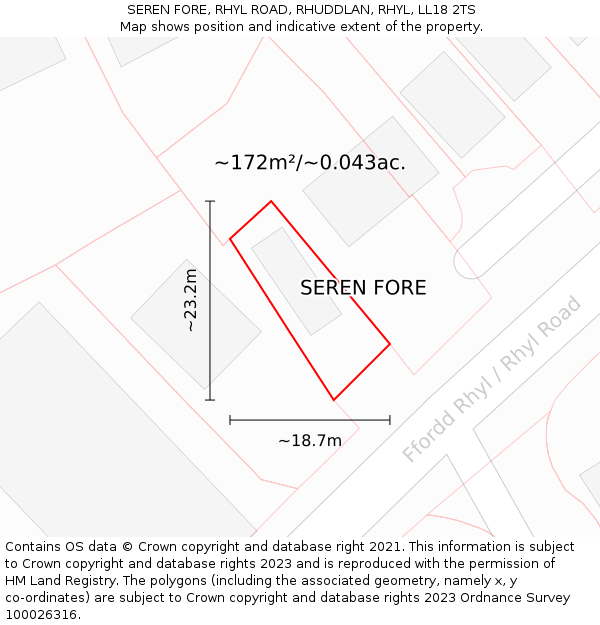SEREN FORE, RHYL ROAD, RHUDDLAN, RHYL, LL18 2TS: Plot and title map