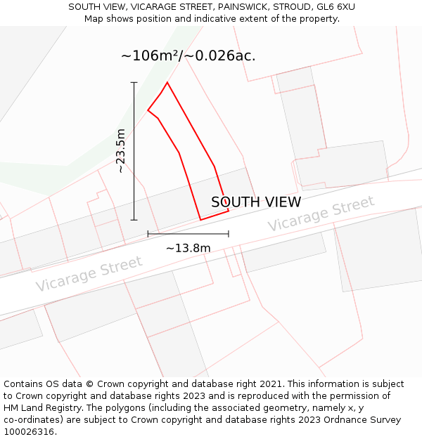 SOUTH VIEW, VICARAGE STREET, PAINSWICK, STROUD, GL6 6XU: Plot and title map