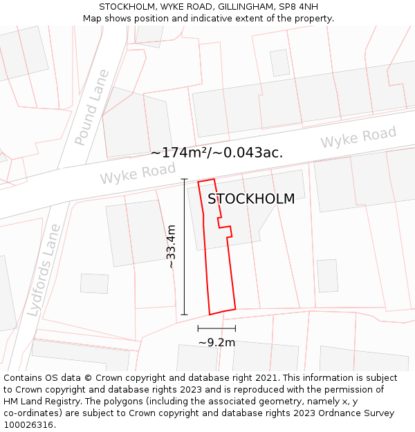 STOCKHOLM, WYKE ROAD, GILLINGHAM, SP8 4NH: Plot and title map
