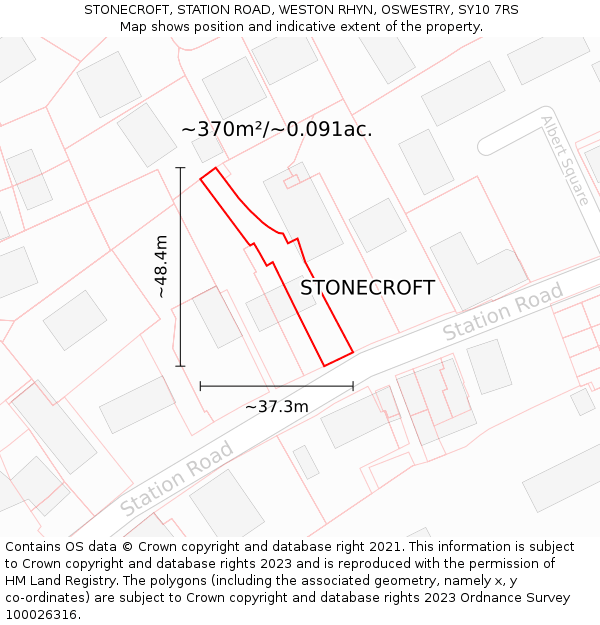 STONECROFT, STATION ROAD, WESTON RHYN, OSWESTRY, SY10 7RS: Plot and title map