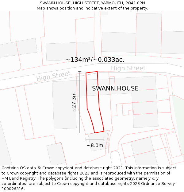 SWANN HOUSE, HIGH STREET, YARMOUTH, PO41 0PN: Plot and title map