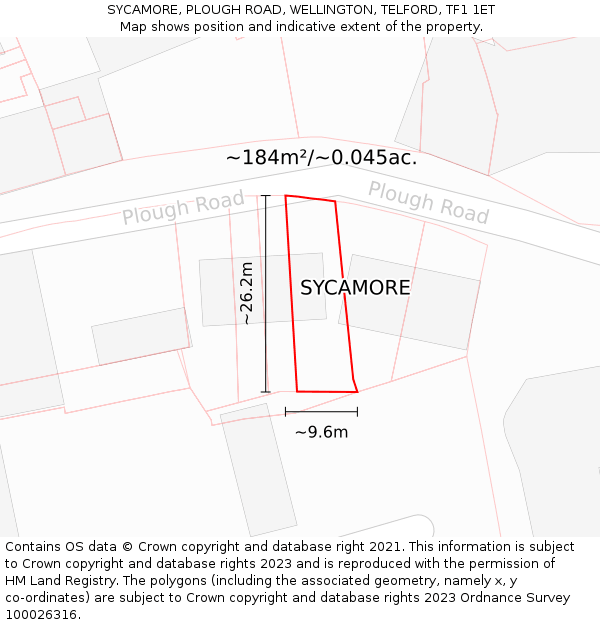 SYCAMORE, PLOUGH ROAD, WELLINGTON, TELFORD, TF1 1ET: Plot and title map