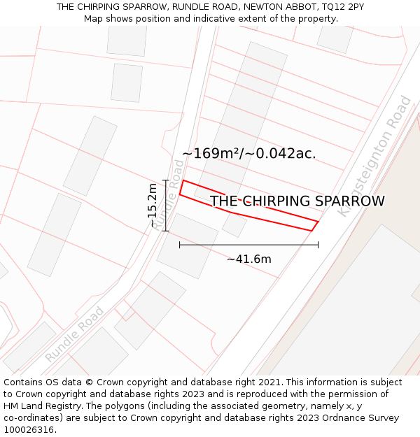 THE CHIRPING SPARROW, RUNDLE ROAD, NEWTON ABBOT, TQ12 2PY: Plot and title map