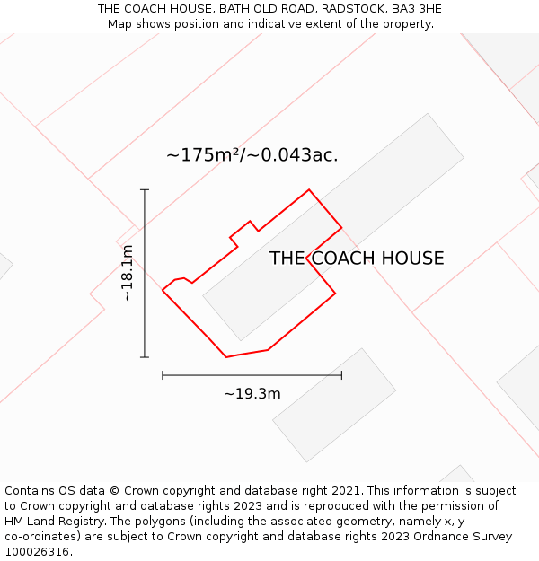 THE COACH HOUSE, BATH OLD ROAD, RADSTOCK, BA3 3HE: Plot and title map