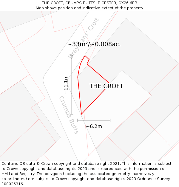THE CROFT, CRUMPS BUTTS, BICESTER, OX26 6EB: Plot and title map