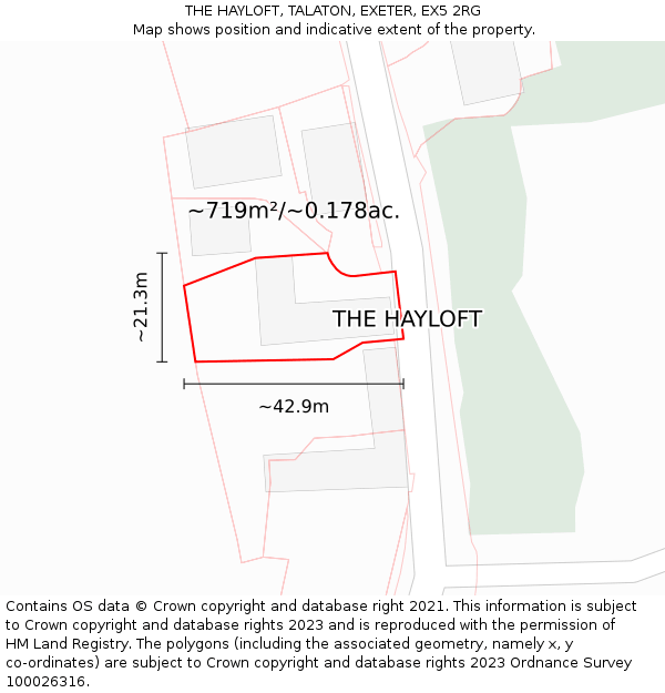 THE HAYLOFT, TALATON, EXETER, EX5 2RG: Plot and title map