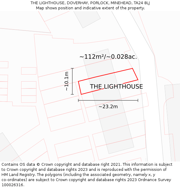 THE LIGHTHOUSE, DOVERHAY, PORLOCK, MINEHEAD, TA24 8LJ: Plot and title map