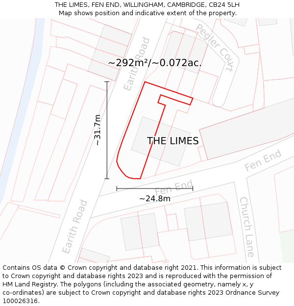 THE LIMES, FEN END, WILLINGHAM, CAMBRIDGE, CB24 5LH: Plot and title map