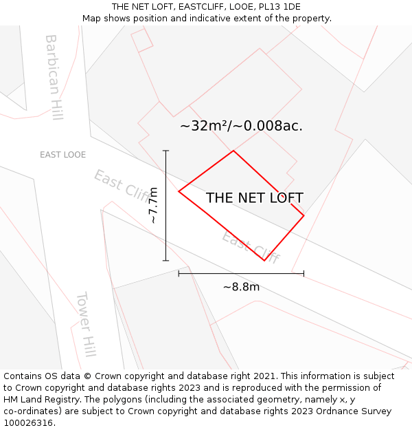 THE NET LOFT, EASTCLIFF, LOOE, PL13 1DE: Plot and title map
