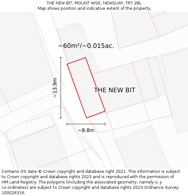 THE NEW BIT, MOUNT WISE, NEWQUAY, TR7 2BL: Plot and title map