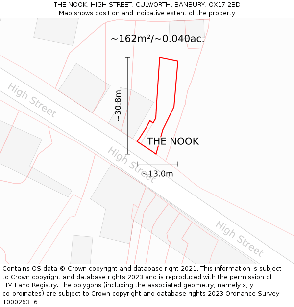 THE NOOK, HIGH STREET, CULWORTH, BANBURY, OX17 2BD: Plot and title map