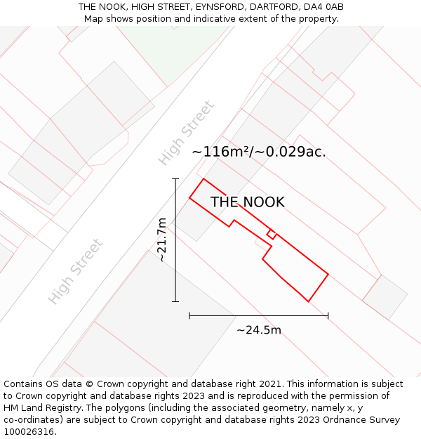 THE NOOK, HIGH STREET, EYNSFORD, DARTFORD, DA4 0AB: Plot and title map