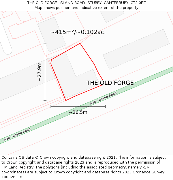 THE OLD FORGE, ISLAND ROAD, STURRY, CANTERBURY, CT2 0EZ: Plot and title map