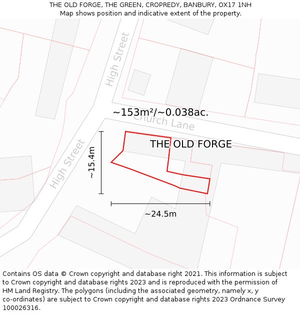THE OLD FORGE, THE GREEN, CROPREDY, BANBURY, OX17 1NH: Plot and title map