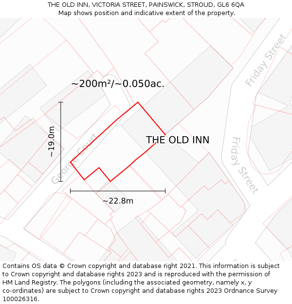 THE OLD INN, VICTORIA STREET, PAINSWICK, STROUD, GL6 6QA: Plot and title map