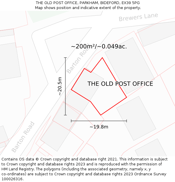THE OLD POST OFFICE, PARKHAM, BIDEFORD, EX39 5PG: Plot and title map
