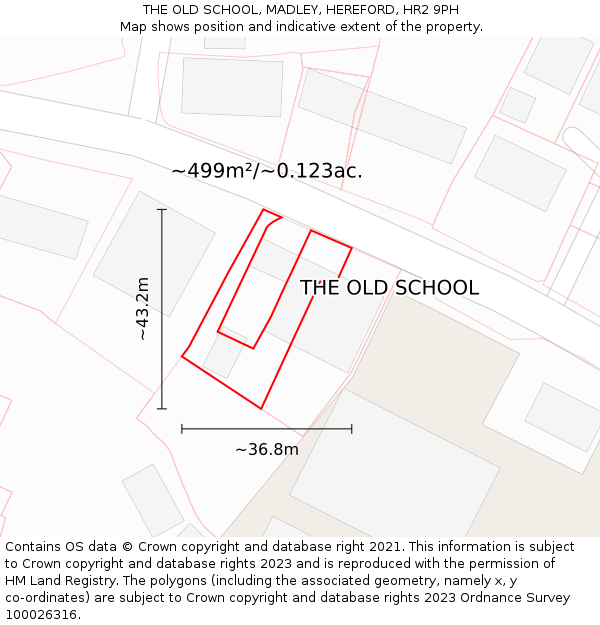 THE OLD SCHOOL, MADLEY, HEREFORD, HR2 9PH: Plot and title map