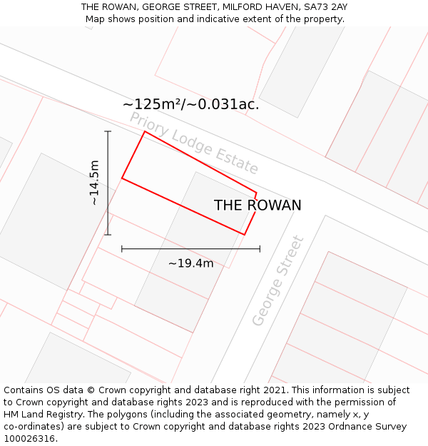 THE ROWAN, GEORGE STREET, MILFORD HAVEN, SA73 2AY: Plot and title map