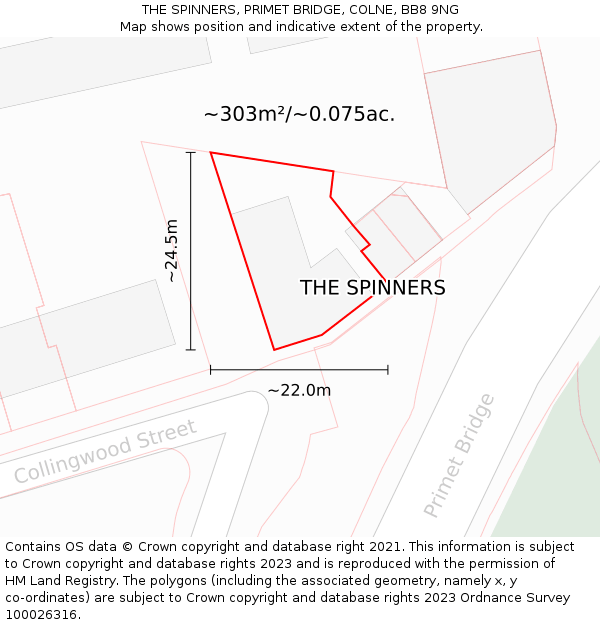 THE SPINNERS, PRIMET BRIDGE, COLNE, BB8 9NG: Plot and title map