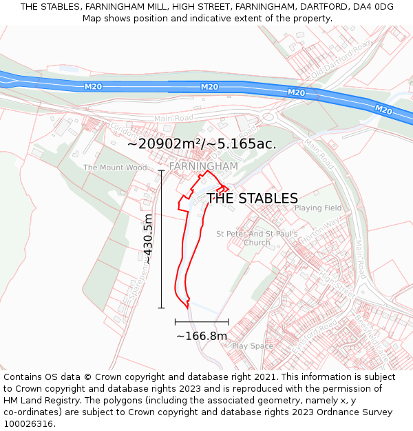 THE STABLES, FARNINGHAM MILL, HIGH STREET, FARNINGHAM, DARTFORD, DA4 0DG: Plot and title map