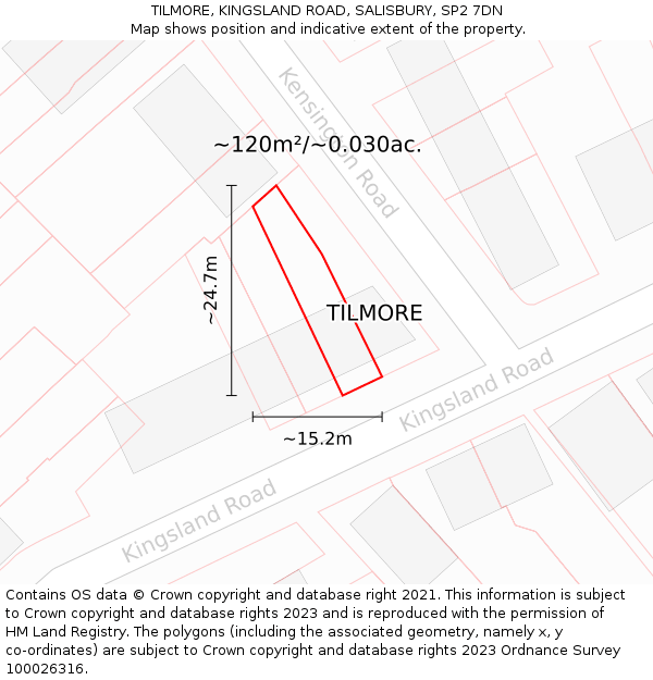 TILMORE, KINGSLAND ROAD, SALISBURY, SP2 7DN: Plot and title map