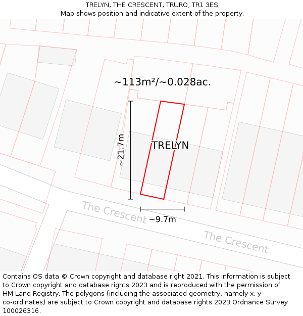 TRELYN, THE CRESCENT, TRURO, TR1 3ES: Plot and title map